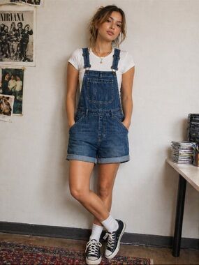 GAP Blue Denim Short Overalls